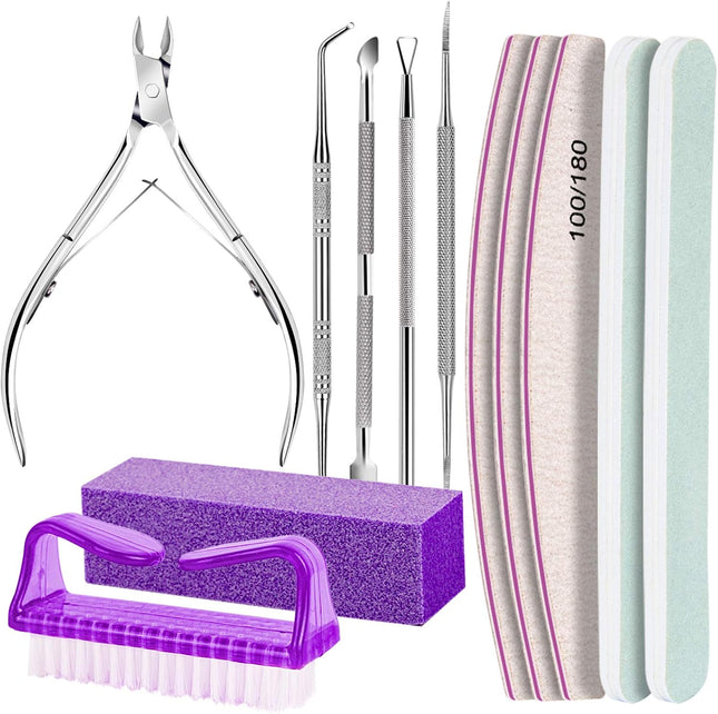 Nail Prep Care Kit, Manicure Pedicure Set with Nail Files, Buffers, Cuticle Nippers & Tools