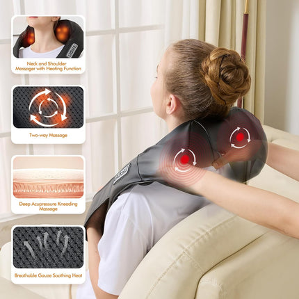 Shiatsu Neck and Shoulder Massager with Heat Back Massage for Home