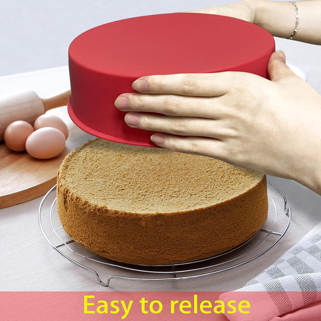 2 Pack 8 Inch Silicone Cake Pans Round Non Stick Baking Molds Bakeware