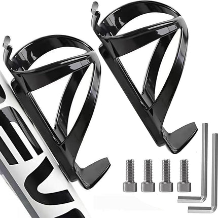 2-Pack Bike Water Bottle Holders, Ultra-Light Cages with Stainless Steel Screws, Black