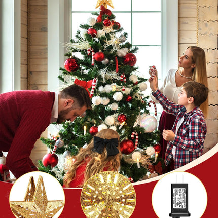 Christmas Tree Star Topper with Built-In LED Snowflake Projector, Plug-In Design