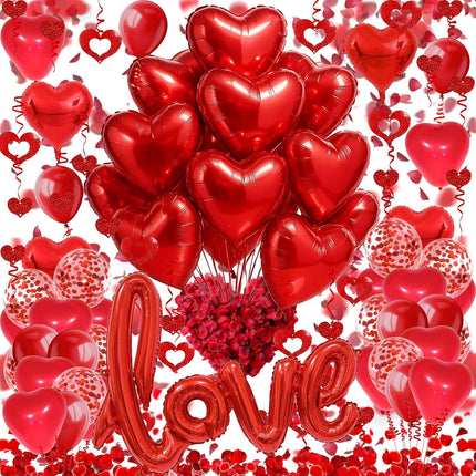 Valentine’s Day Balloon Set: Heart Foil, Latex, Confetti & Streamers for Parties