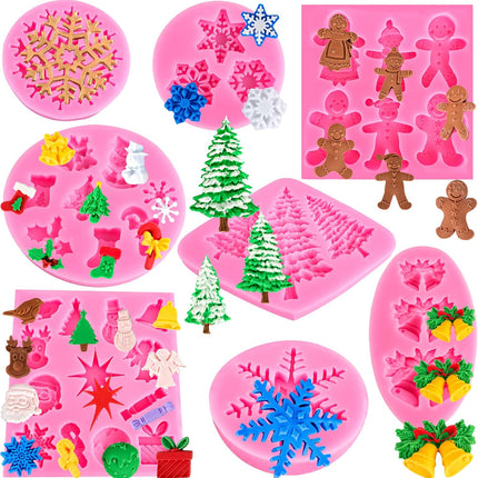 Christmas Silicone Molds – Snowflake, Santa & Tree Mini Candy & Fondant Molds