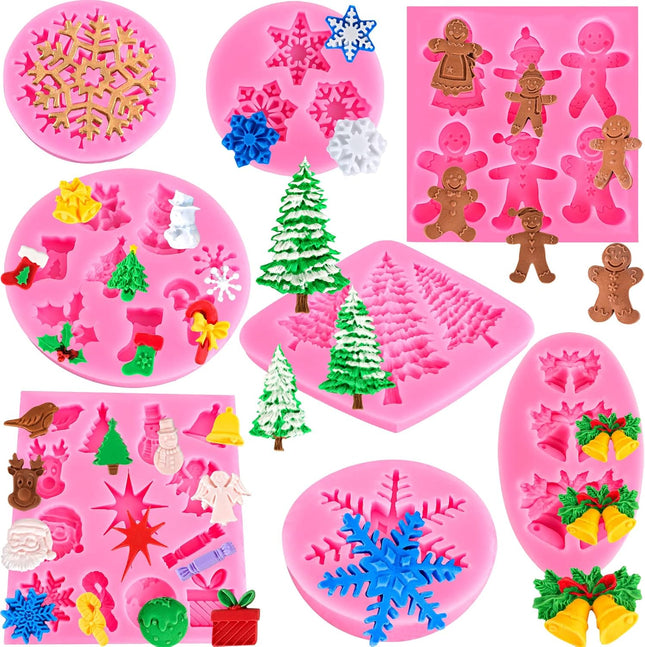 Christmas Silicone Molds – Snowflake, Santa & Tree Mini Candy & Fondant Molds