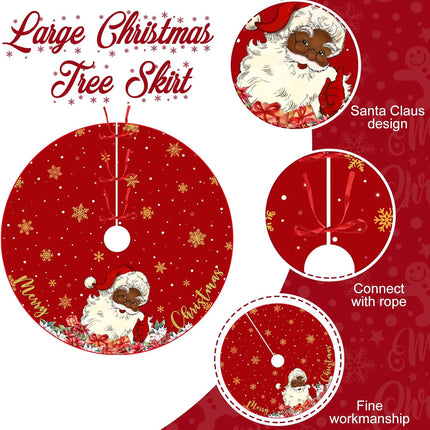 Snowflake Christmas Tree Skirt, 48-Inch Double Layer Mat for Winter Holiday Parties