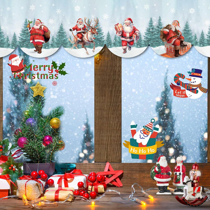 Christmas Mantel Scarf, 79×20 Inch Fireplace Decoration with Santa Claus for Holiday Cheer