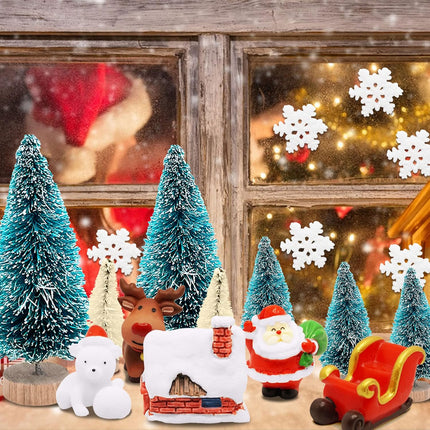 Christmas Miniature Decorations, Ornaments, Trees, Snowman, Santa & Snowflakes Set