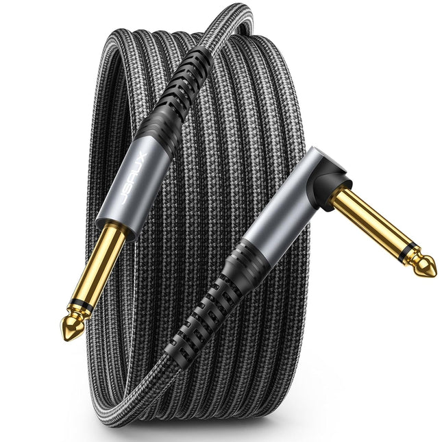 10ft Guitar Cable, Amp Cord for Electric Guitar, Bass, Mandolin, Right Angle Tips