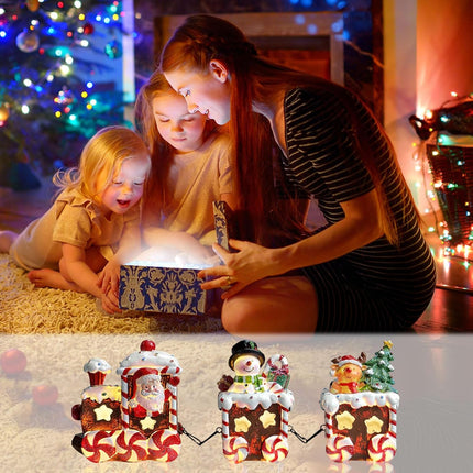 LED Christmas Train Set Indoor Decoration with Gingerbread Figurines for Table