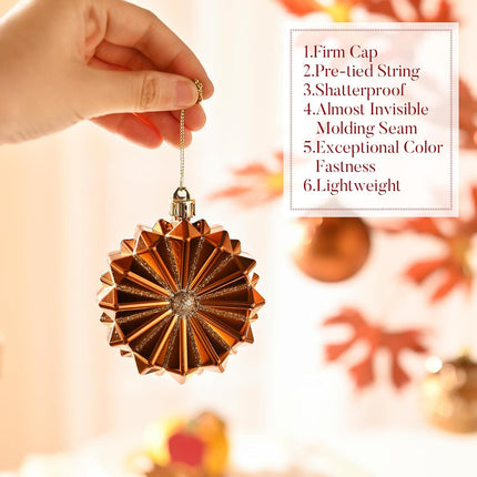 60pcs Autumn Christmas Ornaments, Copper Brown Gold Balls for Tree & Harvest Decor