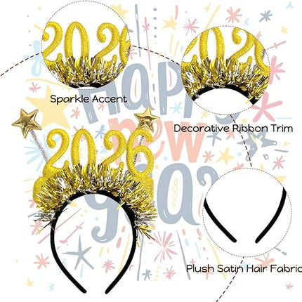 Happy New Year 2026 Hairband – Glitter Star Hair Accessory for Party
