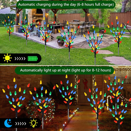 6-Pack Solar Powered C6 Christmas Lights – 120 LEDs, Waterproof, 8 Modes
