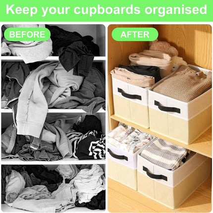 4-Pack Large Storage Bins – Collapsible Fabric Closet Organizer, Beige