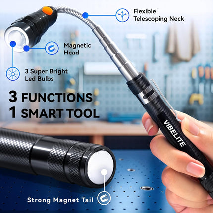 Extendable Magnetic Flashlight with Pickup Tool – Cool Gadget Gift for Men & Women