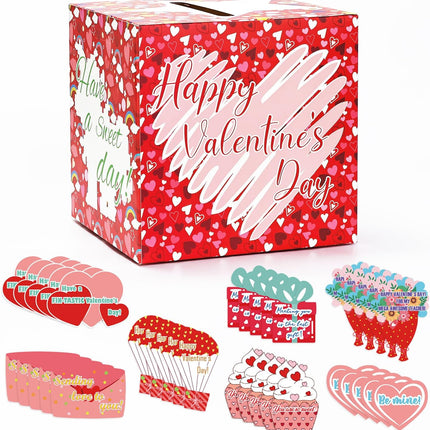 Valentine’s Cards Box for Kids: 30 Heart Cards & 5 Teacher Cards for Classroom Exchange