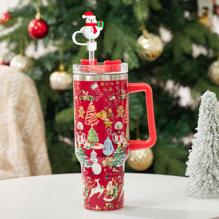 6PCS Christmas Straw Covers for Stanley 30/40oz Tumblers – Silicone 10mm Toppers