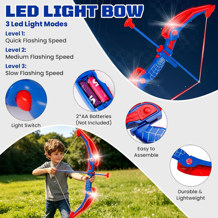 Bow and Arrow Shooting Game Set with LED Light for Boys Girls Ages 5+