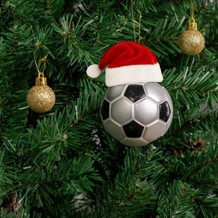 2025 Glass Soccer Ornament – Hand-Painted Mini Ball with Removable Santa Hat