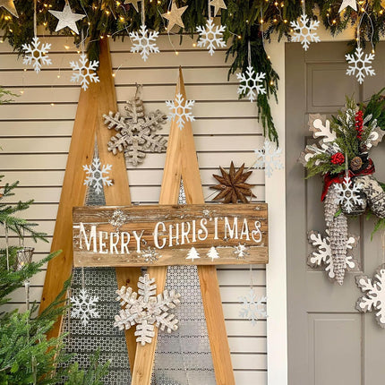 12PCS Christmas Metal Snowflake Ornaments – Hexagonal Hanging Tree Decorations