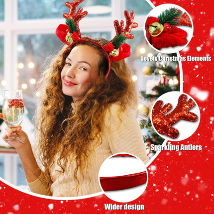 Christmas Deer Antler Headband | Sequined Party & Costume Accessory