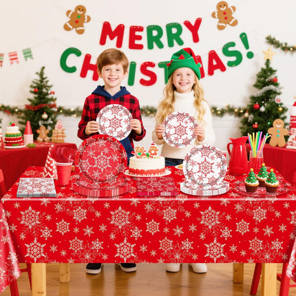 Christmas Snowflakes Tableware Set – Plates, Napkins & Forks for 20 Guests