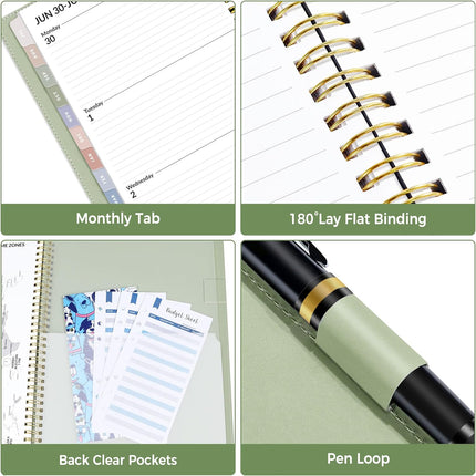 2026 Planner 12-Month – Weekly & Monthly, Vegan Leather, Pocket & Tabs
