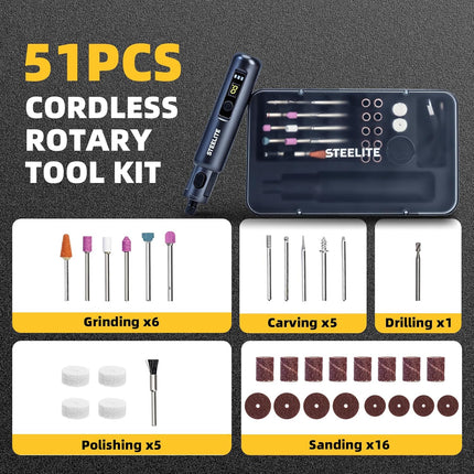 Mini Cordless Rotary Tool 6 Speed with 50 Accessories USB Charging Kit