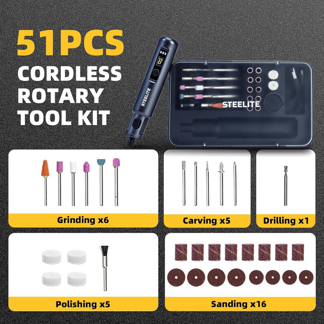 Mini Cordless Rotary Tool 6 Speed with 50 Accessories USB Charging Kit