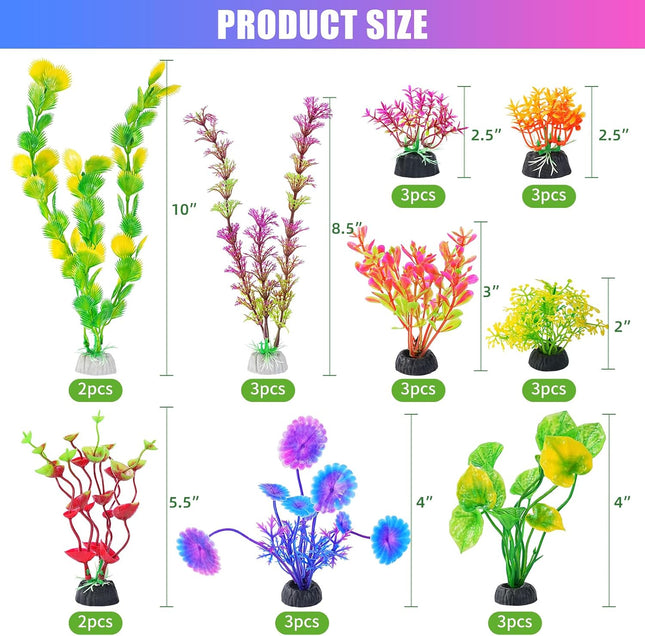 17 Inch Artificial Aquarium Plant Green Plastic Fish Tank Decoration with Ceramic Base