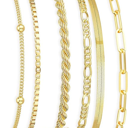 Gold Plated Women’s Bracelet Set – Waterproof, Elegant Stackable Chains