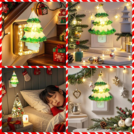 Christmas Tree Night Light – Wall Swivel Plug-In Holiday Home Décor