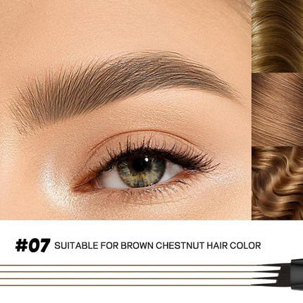 2PCS Waterproof Microblading Eyebrow Pens, 4-Tip Hair-Like Brow Pencil, Medium Brown