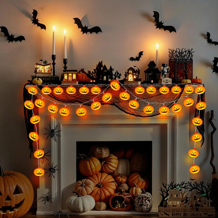 20FT Halloween String Lights, 30 LED 3D Pumpkin Lights, 8 Modes, Waterproof Decor