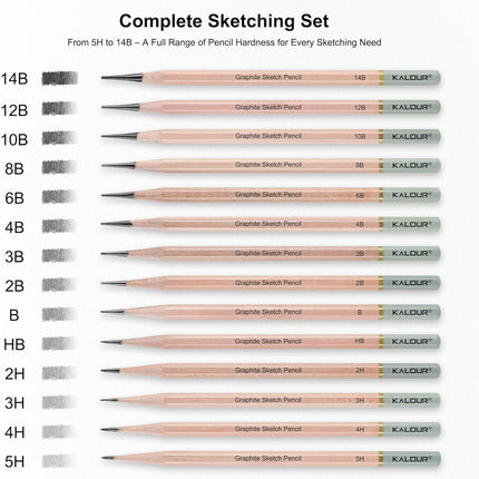 18Pcs Professional Sketch Pencil Set 5H-14B Drawing Kit with Erasers Sharpener