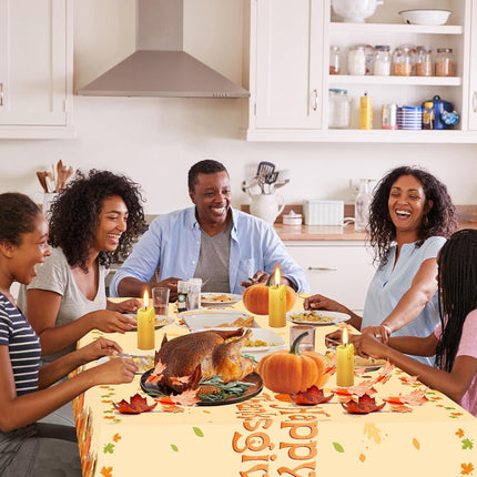 3-Pack Fall Thanksgiving Tablecloths, Yellow Pumpkin Print Disposable Table Covers