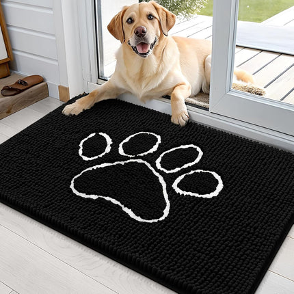 Dog Door Mat 36x24 Paw Print Chenille Mud Mat Absorbent Non Slip Washable Indoor