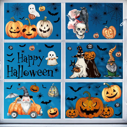 102PCS Halloween Window Clings, 8-Sheet Ghost & Pumpkin Stickers for Glass Decor