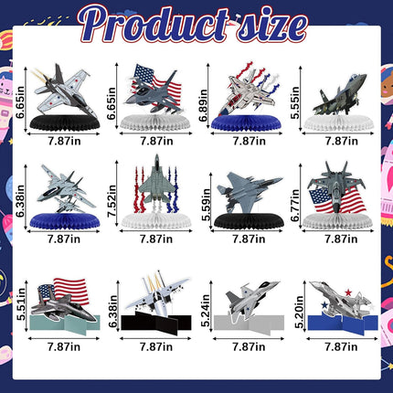 12 Pcs Patriotic Air Force Honeycomb Centerpieces 4th of July Party Decor