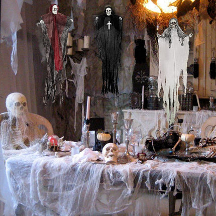 3-Pack Halloween Hanging Grim Reaper Ghosts, 36in & 32in Indoor Outdoor Decor