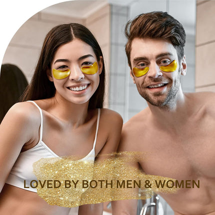 24K Gold Eye Mask – Reduces Wrinkles, Dark Circles & Puffiness, 30 Pairs