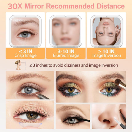 30X Magnifying Compact Makeup Mirror, 30X/1X Pocket Mirror with Tweezers