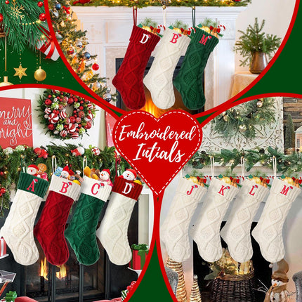 Red Monogram Christmas Stocking 18’’ – Holiday Stocking for Fireplace