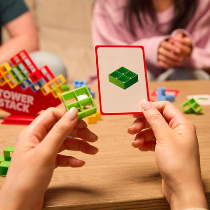Tower Stack Game with 32 Blocks 44 Cards Family Game Night Building Fun