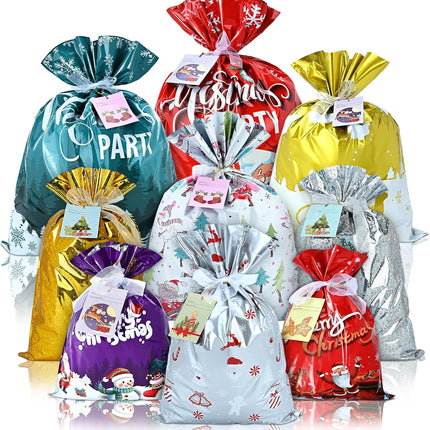 20-Piece Christmas Gift Bags Set, Assorted Sizes & 9 Styles Santa Gift Wrapping & Holiday Decor