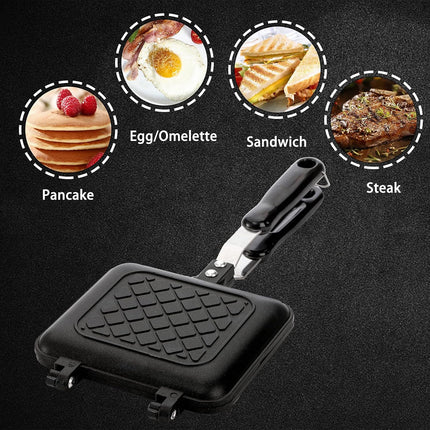 Stovetop Sandwich Maker Non-Stick Aluminum Flip Pan for Grilled Cheese Panini