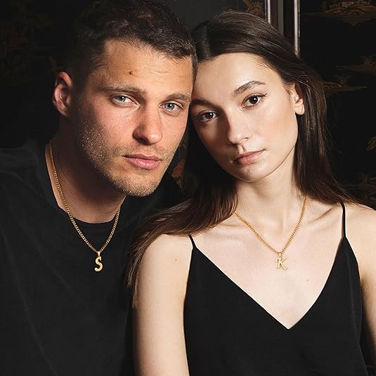 A-Z Initial Necklace for Men – Gold/Silver Cuban Link Chain, 20+2 Inches, Jewelry Gift