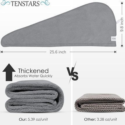 5 Pack Microfiber Hair Towel Wrap Women Quick Dry Turban Elastic Loop Set