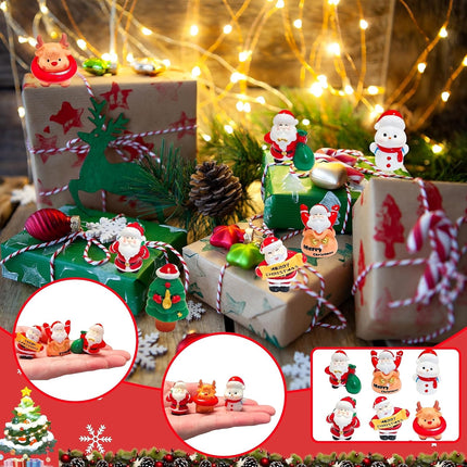 7pcs Mini Christmas Figurines – Santa, Snowman & Reindeer for DIY Decor