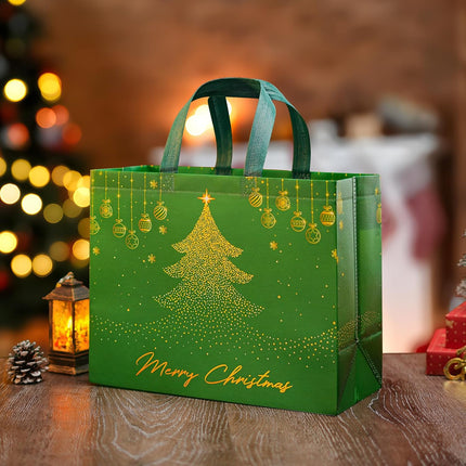 2 Pack 13" Large Christmas Gift Bags – Reusable Non-Woven Tote with Handles