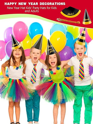 24-Piece NYE Party Cone Hats – Happy New Year Paper Hats Set, 4 Styles